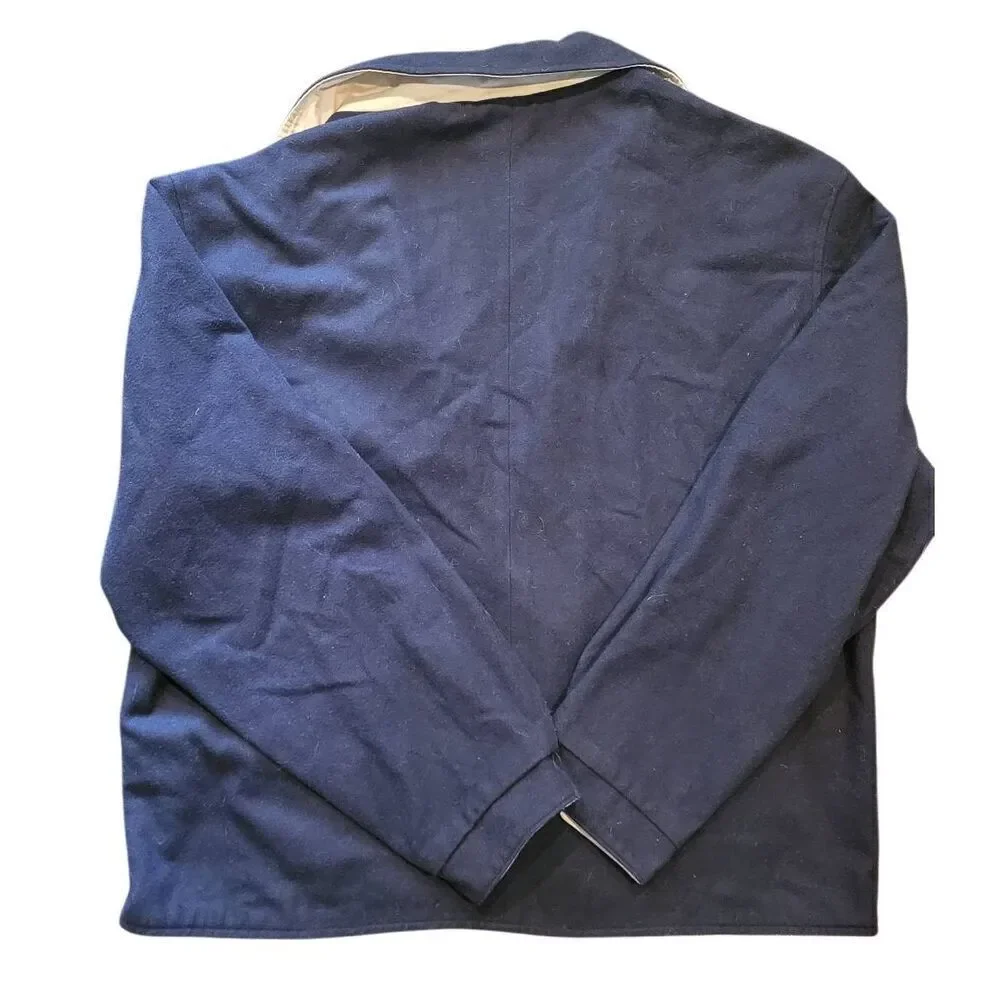 Vintage 1980s Banana Republic Jacket Men's Large Navy Wool Canvas Reversible